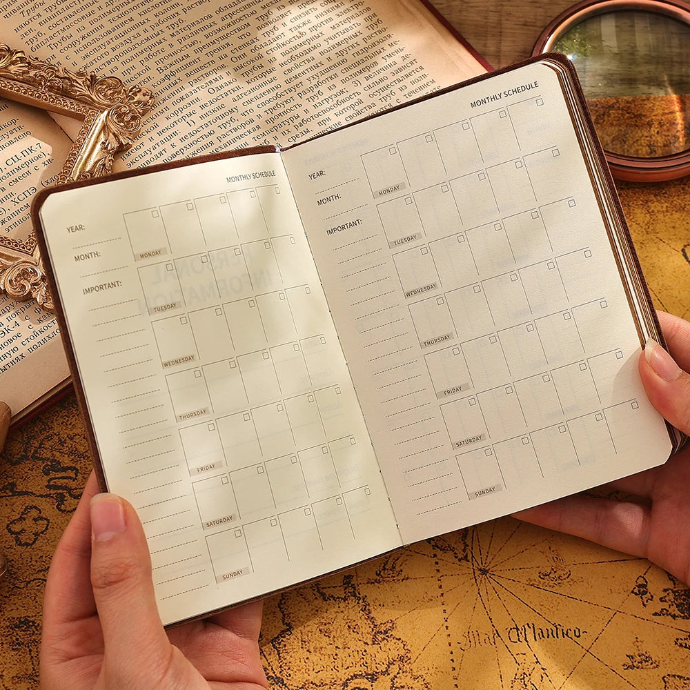Quaderno Vintage A6 in PU Leather con 144 fogli spessi – Diario e Planner