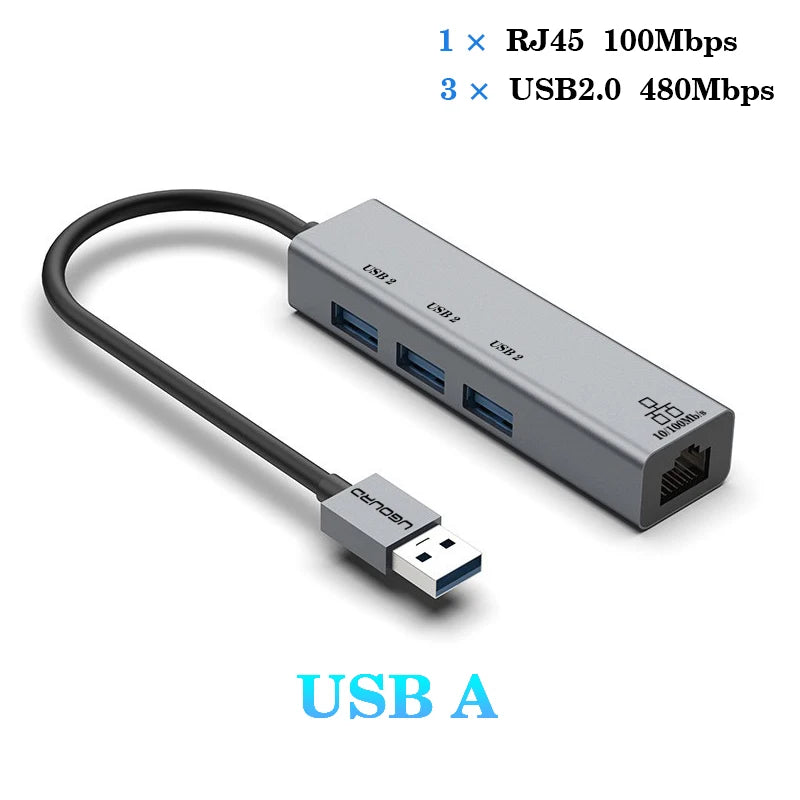 Docking Station USB‑C con RJ45 Gigabit e ricarica 100 W – Hub 4 porte USB 3.0