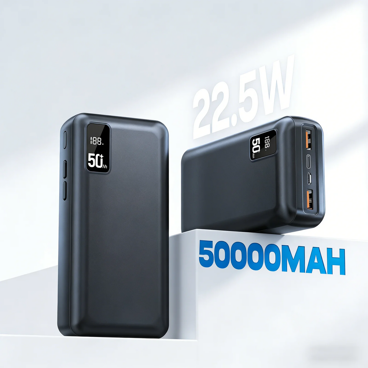 Power Bank Portatile 50000 mAh con Ricarica Rapida 22,5 W QC‑PD3.0 USB‑C