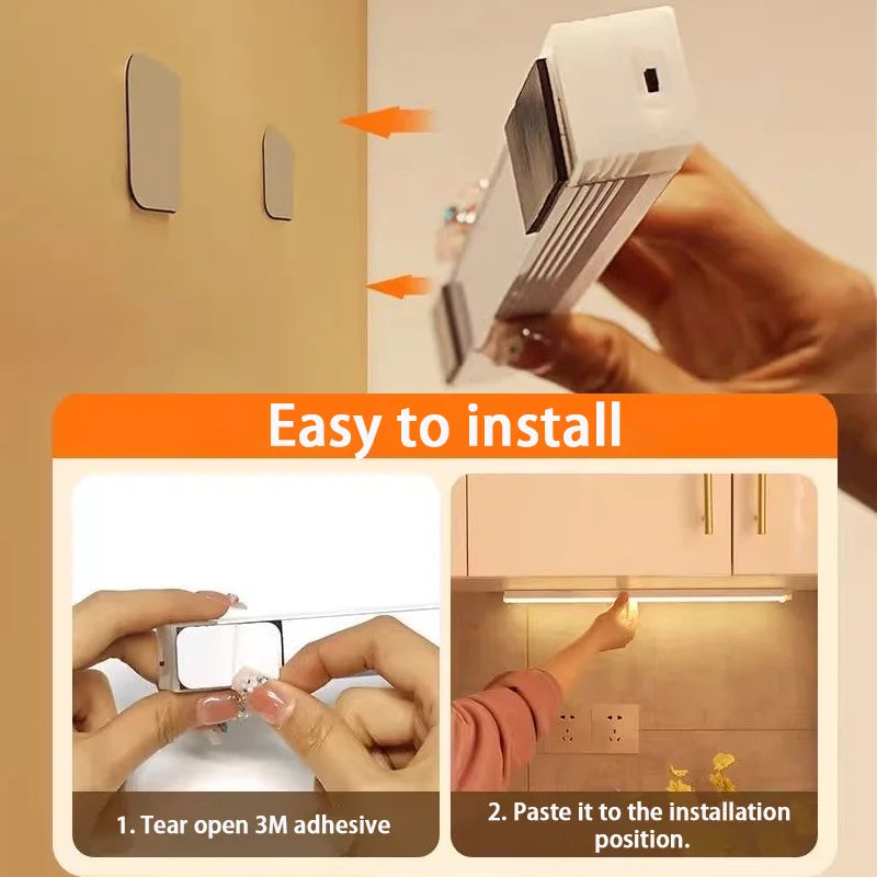 Lampada LED con Sensore di Movimento ricaricabile USB‑C per cucina e armadi