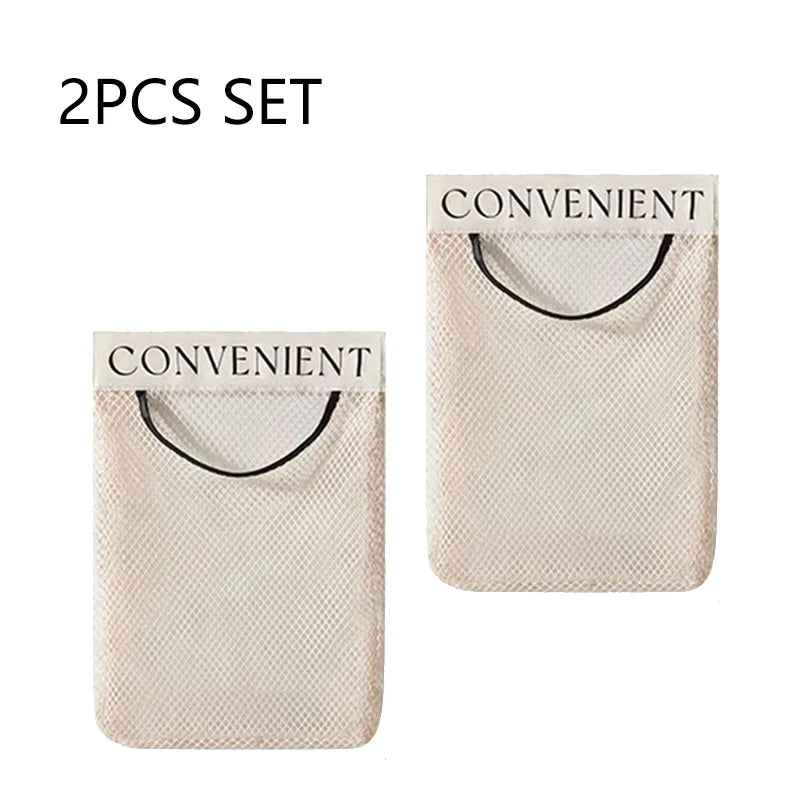 Wall Mount Mesh Storage Bag Garbage Bag Holder Plastic Shopping Bags Dispenser Sundries Bag Net Storage Grocery Bag Organizer
