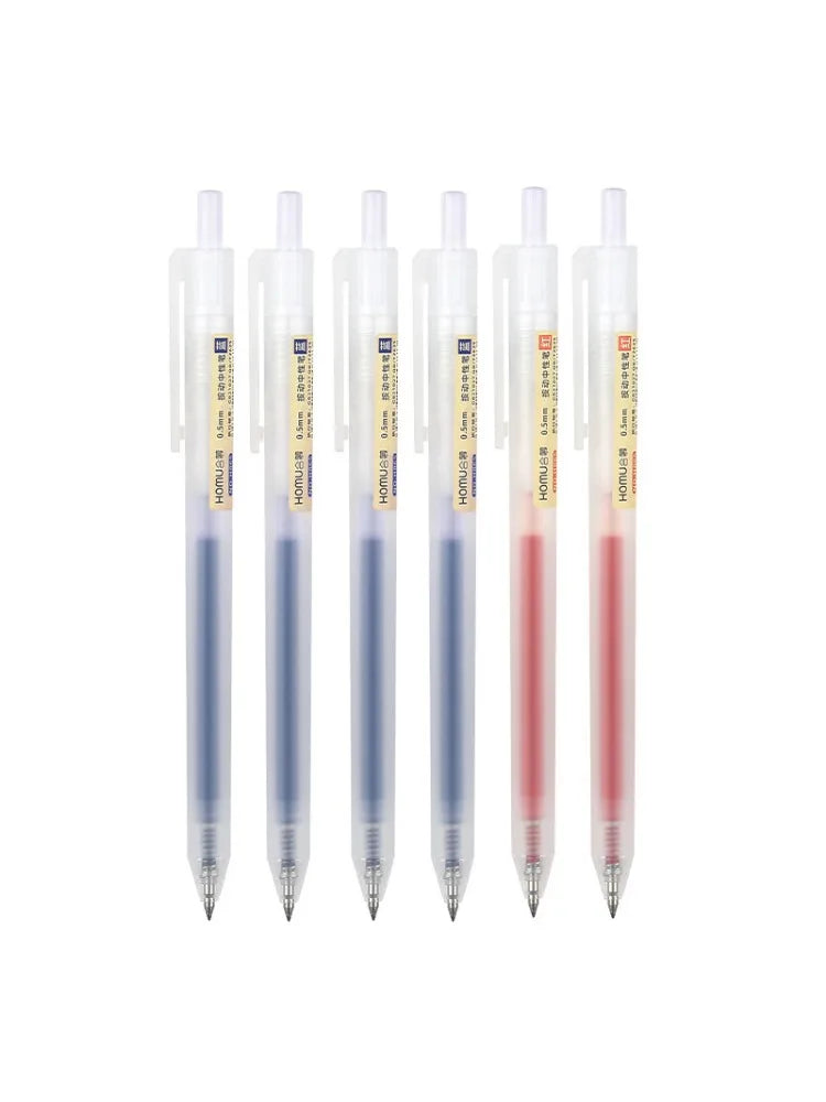 Set di penne gel retrattili 0,5 mm – 6/10 pezzi, inchiostro nero, rosso e blu