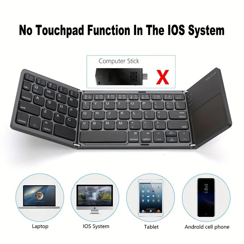Keyboard Bluetooth pieghevole con touchpad, mini wireless ricaricabile per…