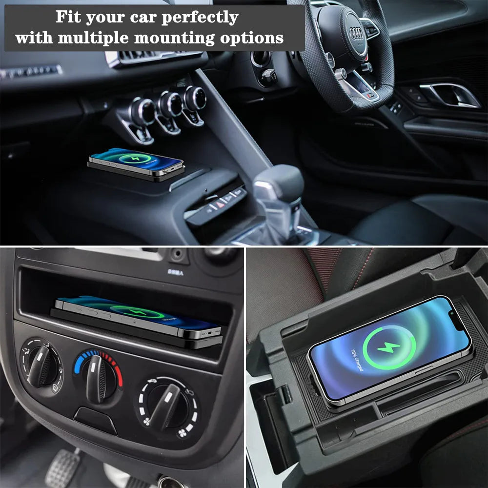 Pad ricarica wireless auto 15W silicone antiscivolo per iPhone e Android