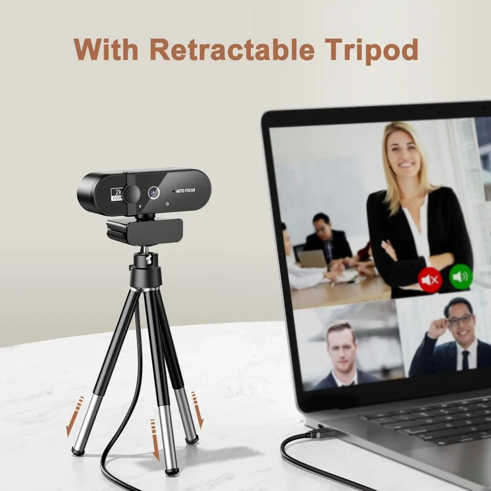 Webcam 4K Ultra HD con Autofocus, Microfono e USB 2.0 – Compatibile PC e Laptop
