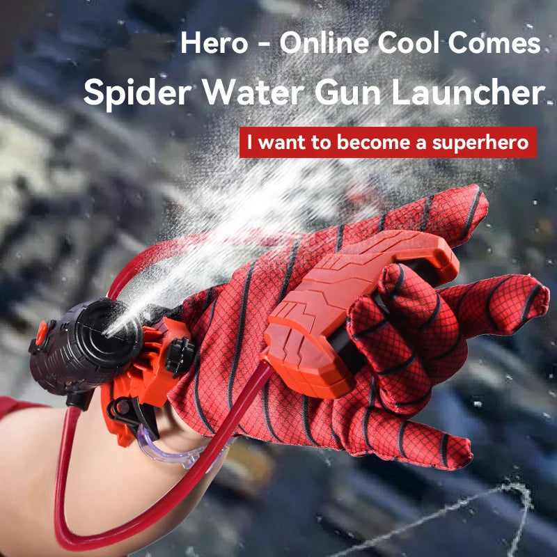 Spider Wrist Launcher Water Gun with Gloves Summer Water Fight Toy Cosplay Prop Outdoor Game Backyard Fun