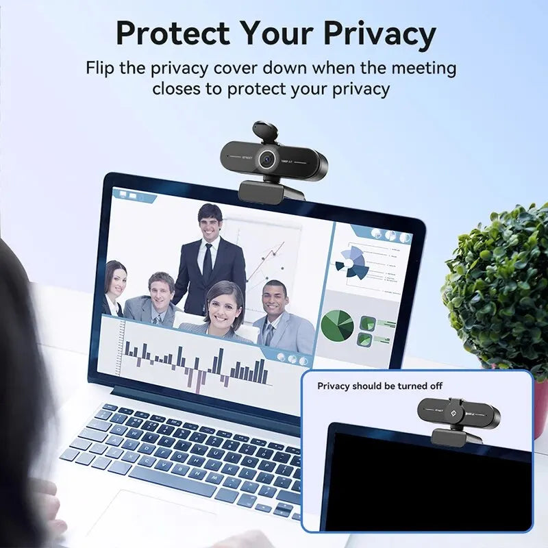 Webcam 4K 30fps con autofocus PDAF, microfoni integrati e copertura privacy