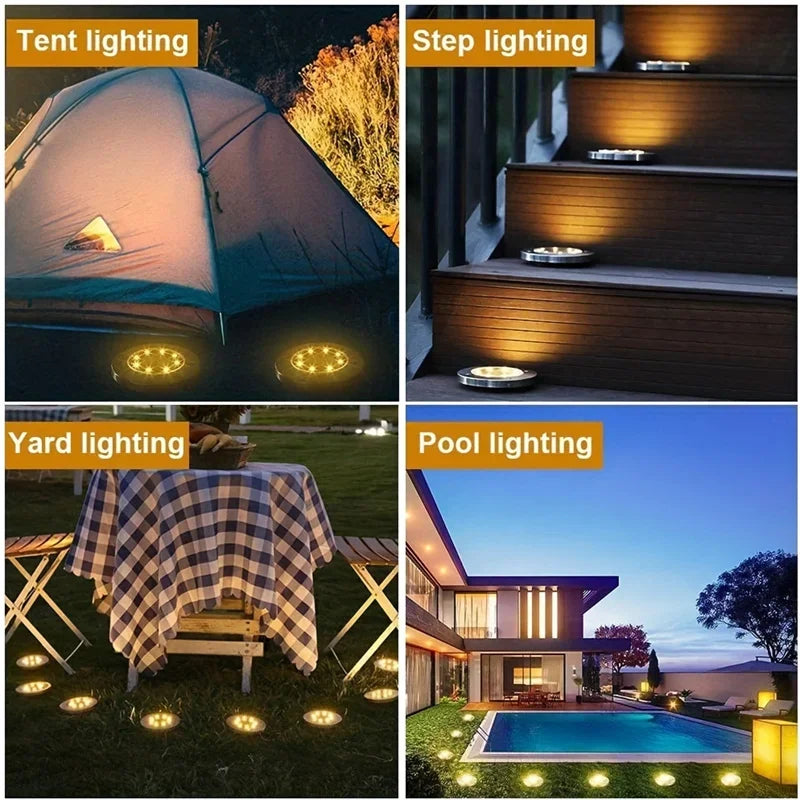 Lampada da Giardino Solare IP68 LED per Sentieri e Patio