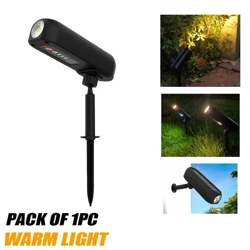 Spotlight solare 2‑in‑1 LED verde/calda IP65 per giardino e parete