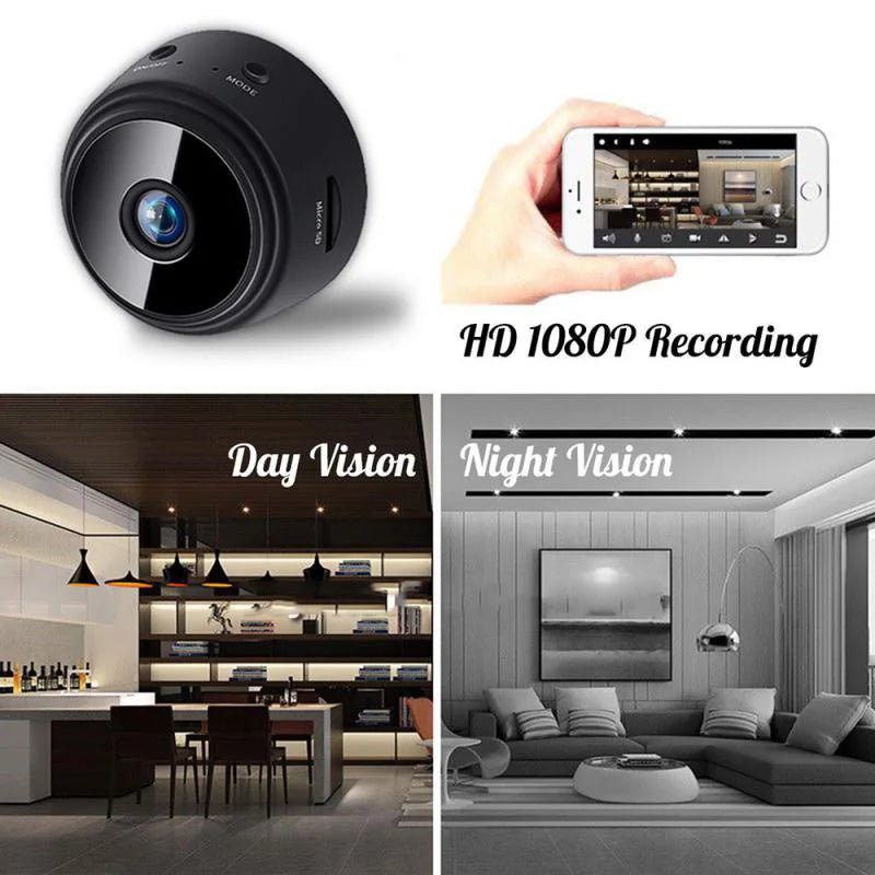 Mini telecamera Wi‑Fi 1080P con visione notturna e rilevamento movimento
