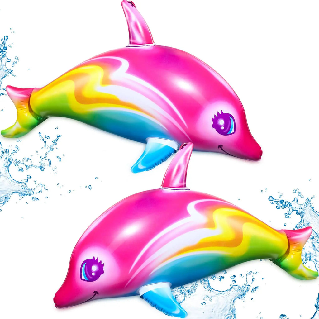 Delfino gonfiabile arcobaleno per feste a tema marino – decorazione piscina