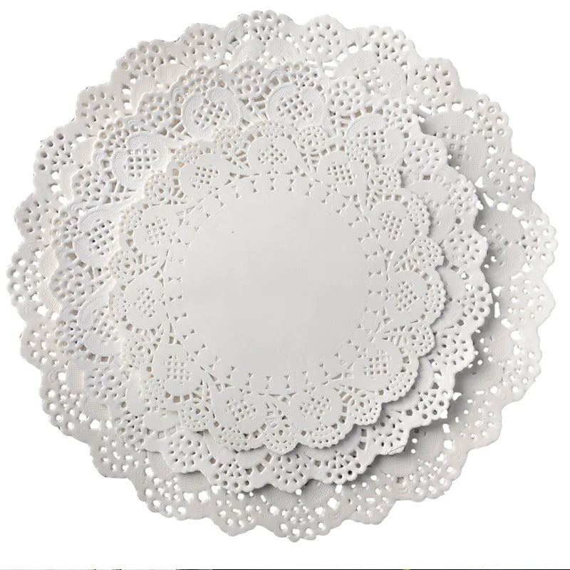 150 tovagliette rotonde in carta pizzo bianco – decorazione tavola elegante