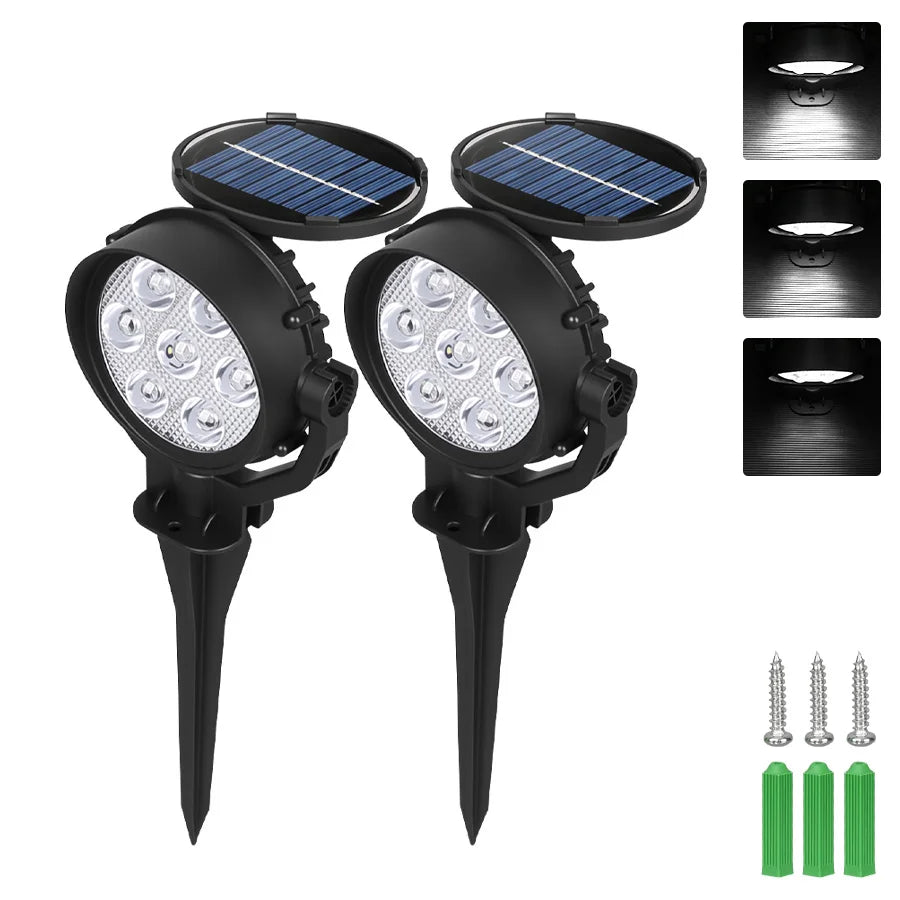 Fari solari LED RGB 9 LED IP65 impermeabili, regolabili per giardino