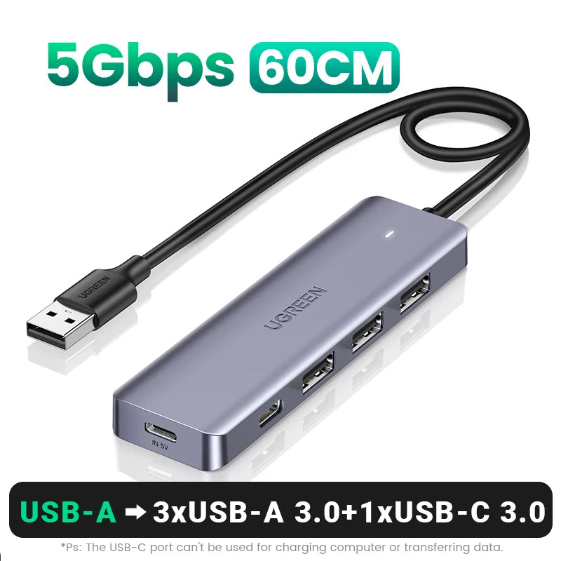 Hub USB‑C 4 porte USB 3.0 – Espansione veloce per MacBook, iPad e Android