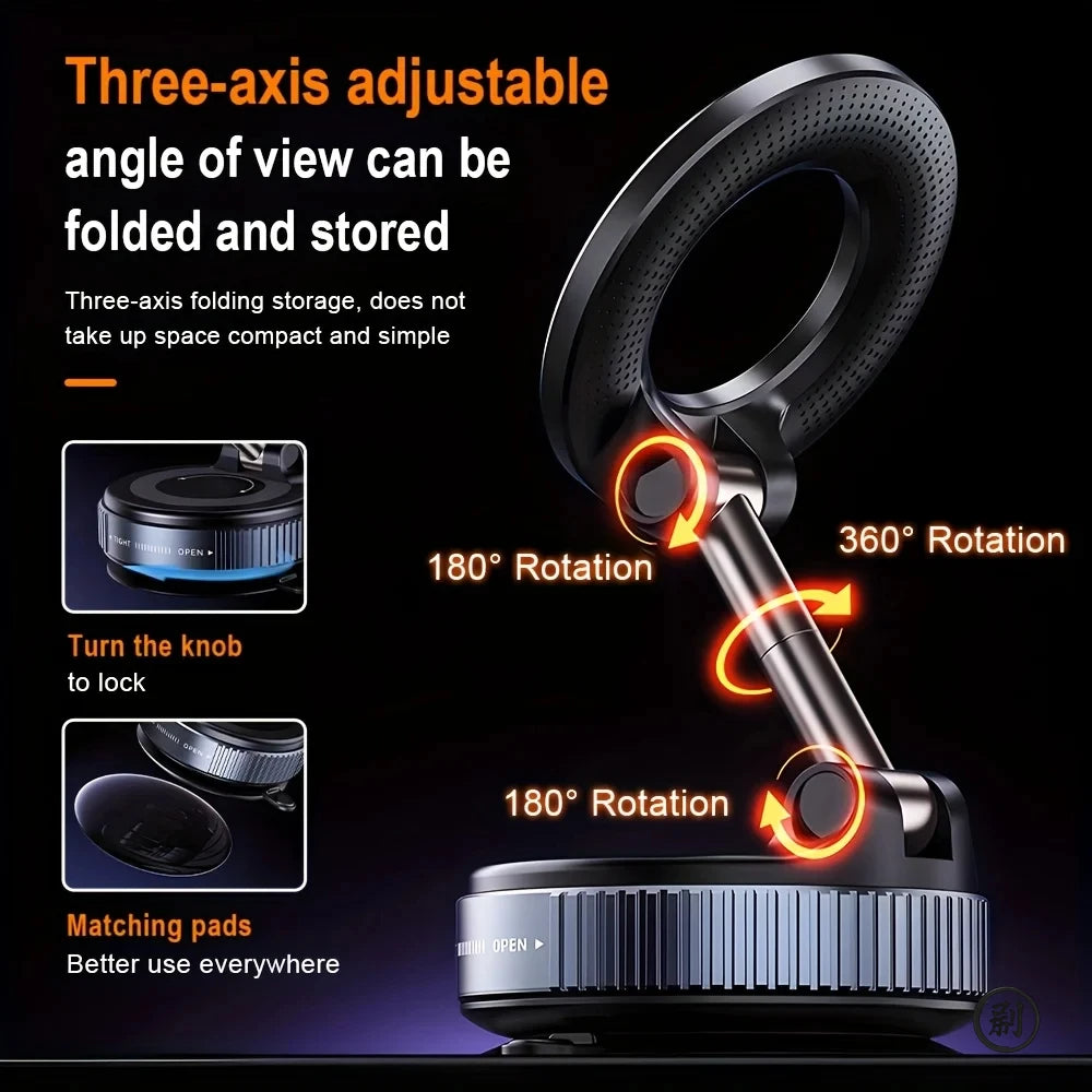 Supporto Magnetico per Smartphone da Auto, Design Pieghevole, Rotazione 360°