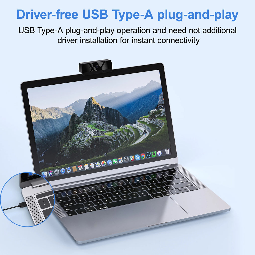 Webcam HD 1080p con Autofocus e Microfono a Riduzione Rumore – Plug & Play USB