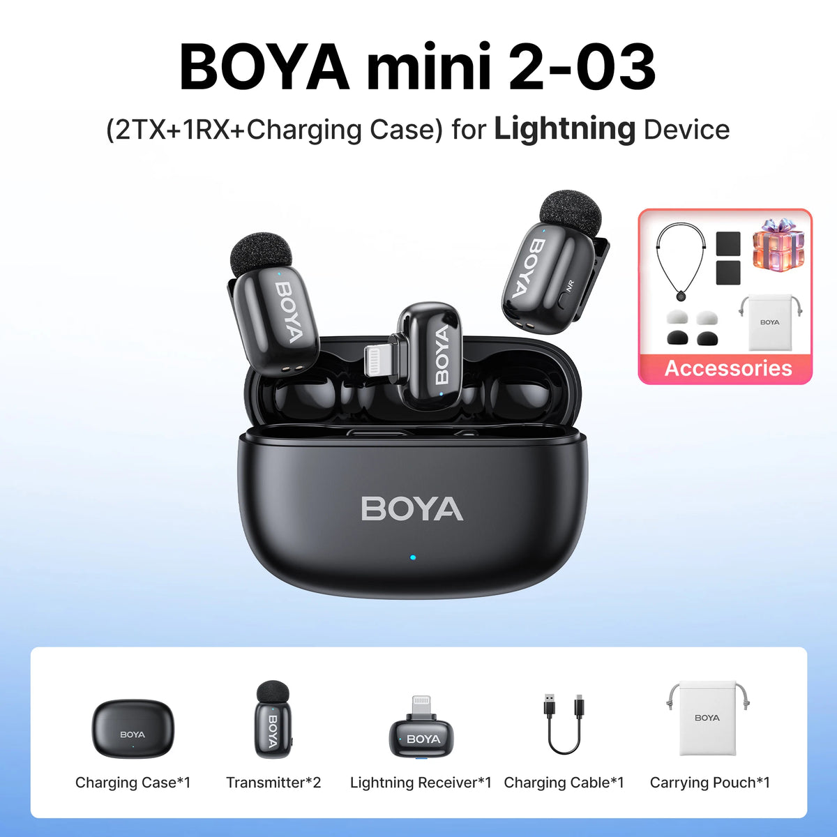 Microfono Lavalier Wireless Mini – Riduzione Rumore AI, iPhone e Android