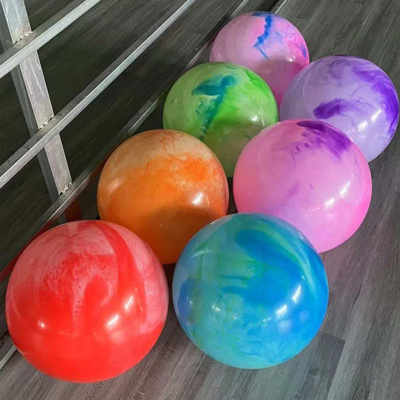 Marbleized Bouncy Balls for Kids 12Inch Sized Ball Inflatable Rubber Fun Carnival Party Beach Playground Backyard Outdoor Games