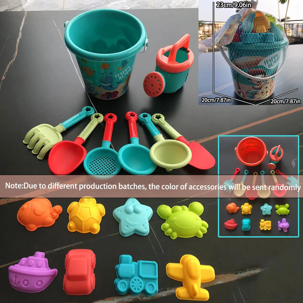 Set da 10/14/16 pezzi di giochi da spiaggia per bambini: secchiello, pala,…