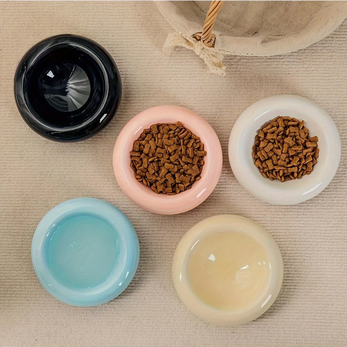 Ciotola in Ceramica a Forma di Ciambella per Gatto – Antiscivolo, Anti-Caduta