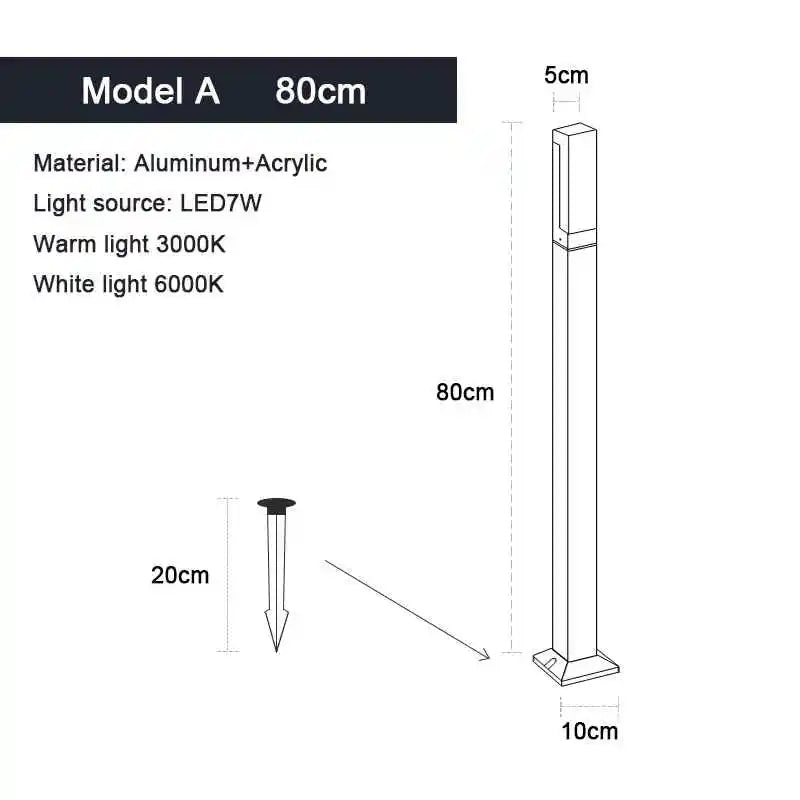 Lampada LED da Giardino Impermeabile 30-80 cm – Design Contemporaneo
