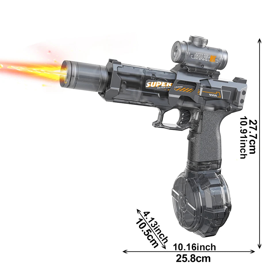 Pistola d'Acqua Elettrica con Scatto Automatico, LED e Ricarica Type‑C – 8 m