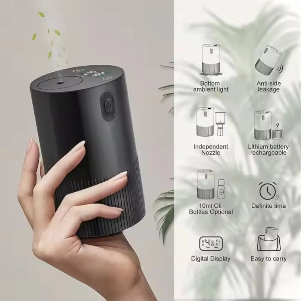 Diffusore Portatile di Oli Essenziali Ricaricabile per Casa, Ufficio e Auto