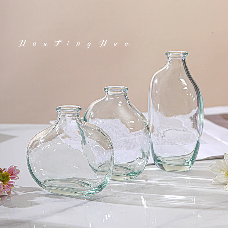 Brown Retro Glass Vase Plant Flowers Bottle Flower Arrangement Hydroponic Terrarium Desktop Vase Creative Home Decor Flower Pot