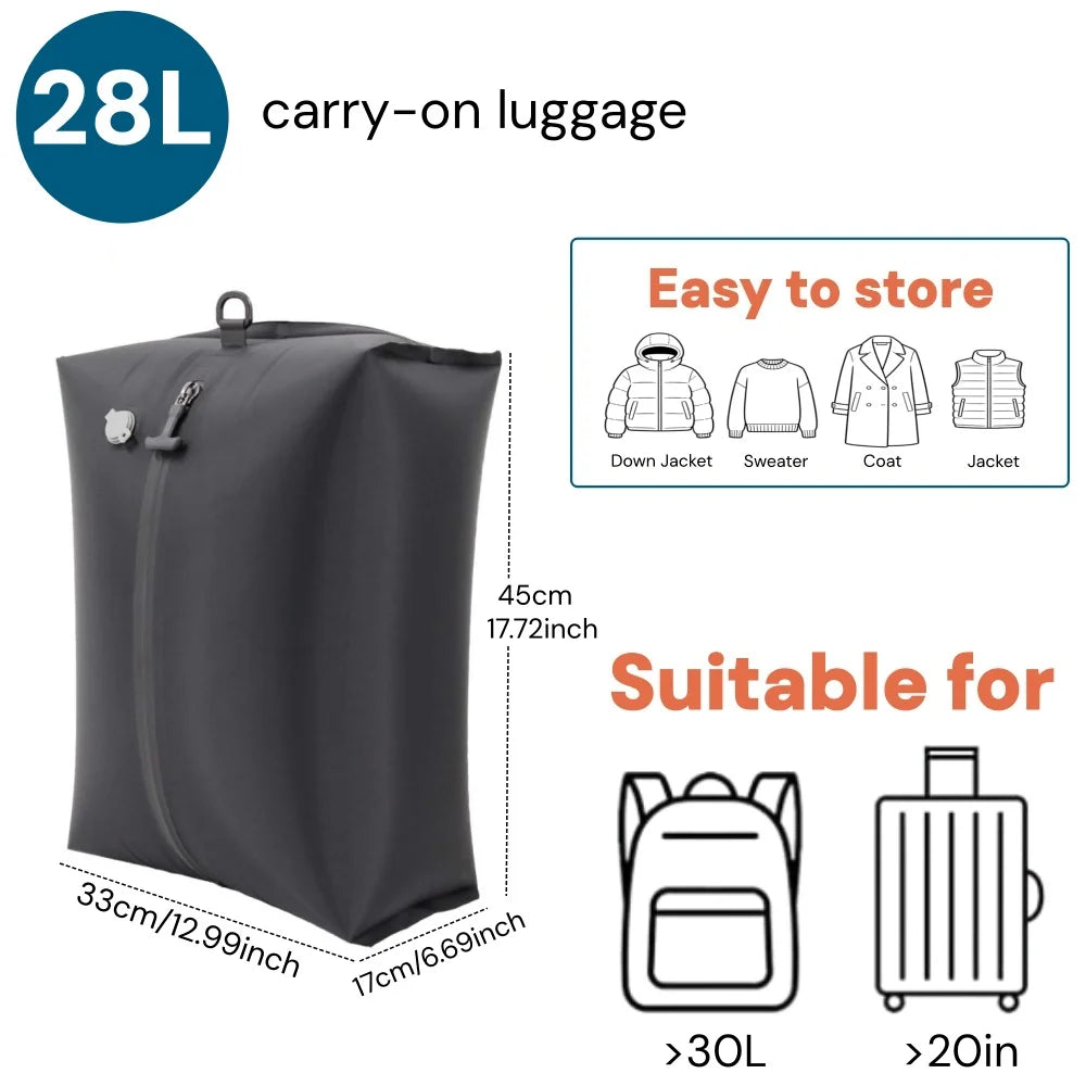 Vacuum Storage Bags for Travel, IP67 Waterproof Compression Packing Cubes 17L 34L Space Saver Suitcase Organizer for Clothes Bag