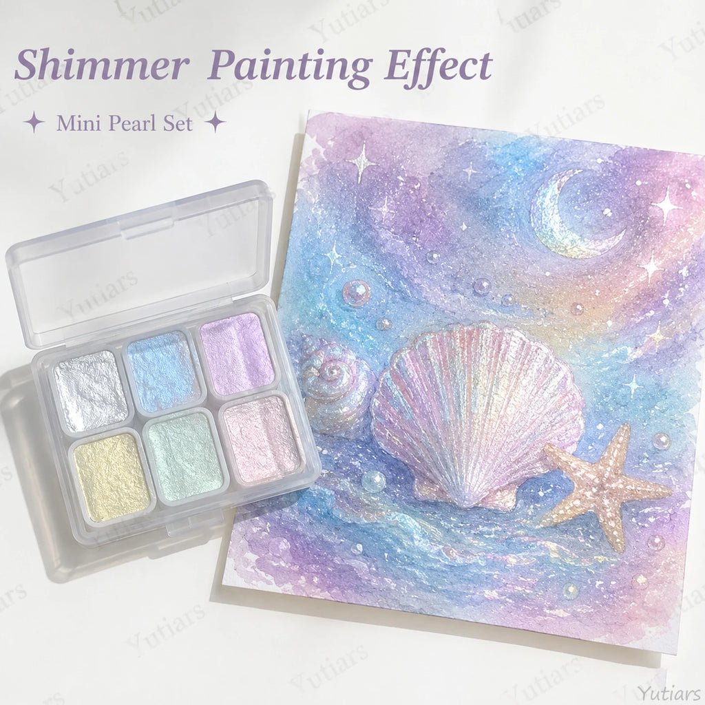 Set di 6 colori perla ad acquerello per pittura cinese e calligrafia
