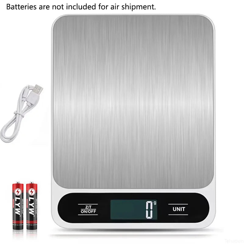 Bilancia da cucina digitale 15 kg, precisione 1 g, ricarica USB, display LED
