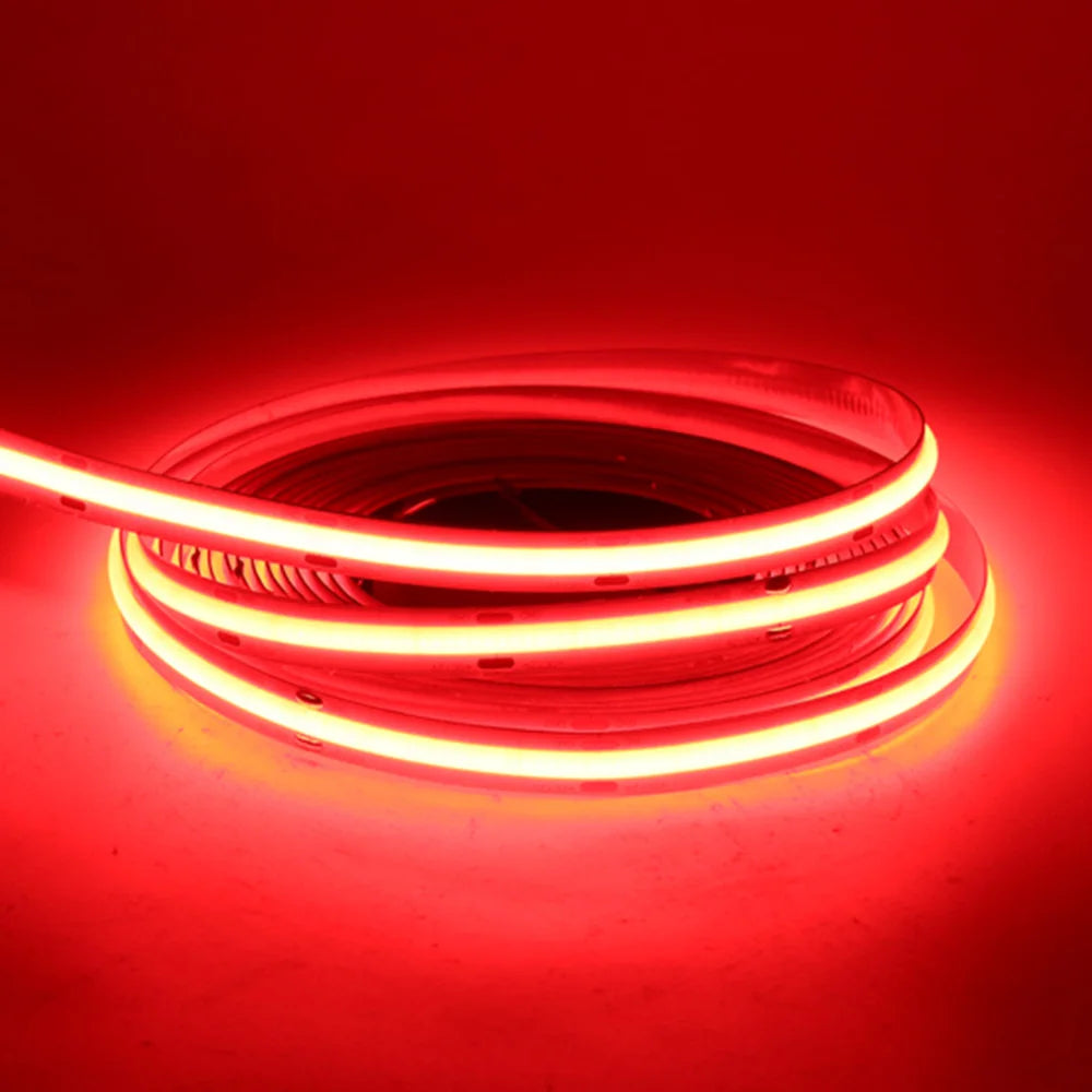 Striscia LED COB 8/10 mm 12‑24 V, alta densità 480/528 LED/m, RGB e bianco