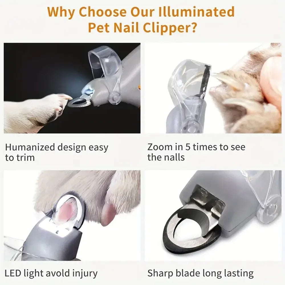 Tagliaunghie LED per Cani e Gatti con 5x Ingrandimento e Luce
