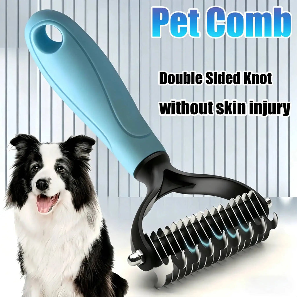 Spazzola doppia per cani – rimozione peli e tosa, acciaio inox, senza chimiche