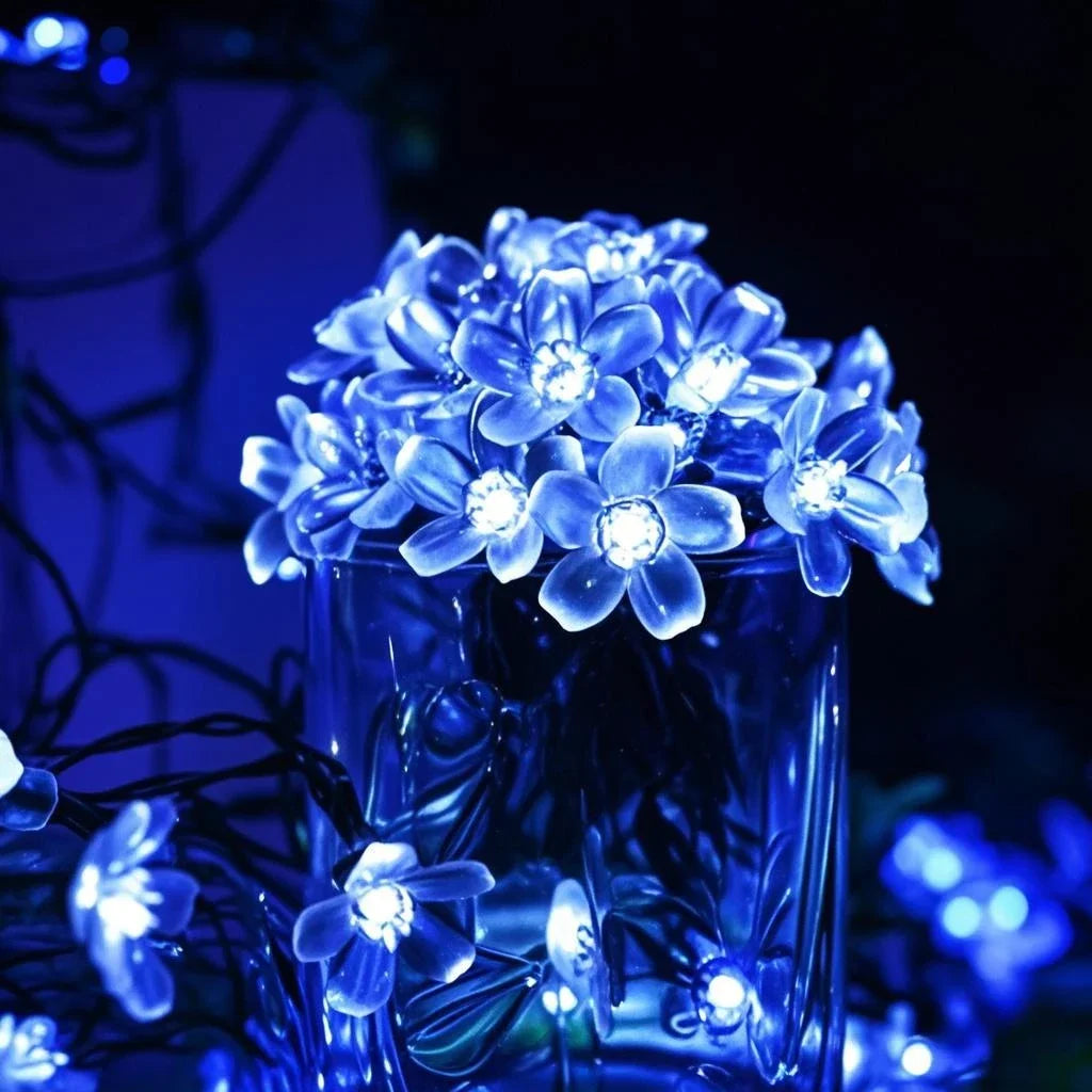 Catena di luci solari a forma di fiori di ciliegio - 5/12/22 m, luce bianca…