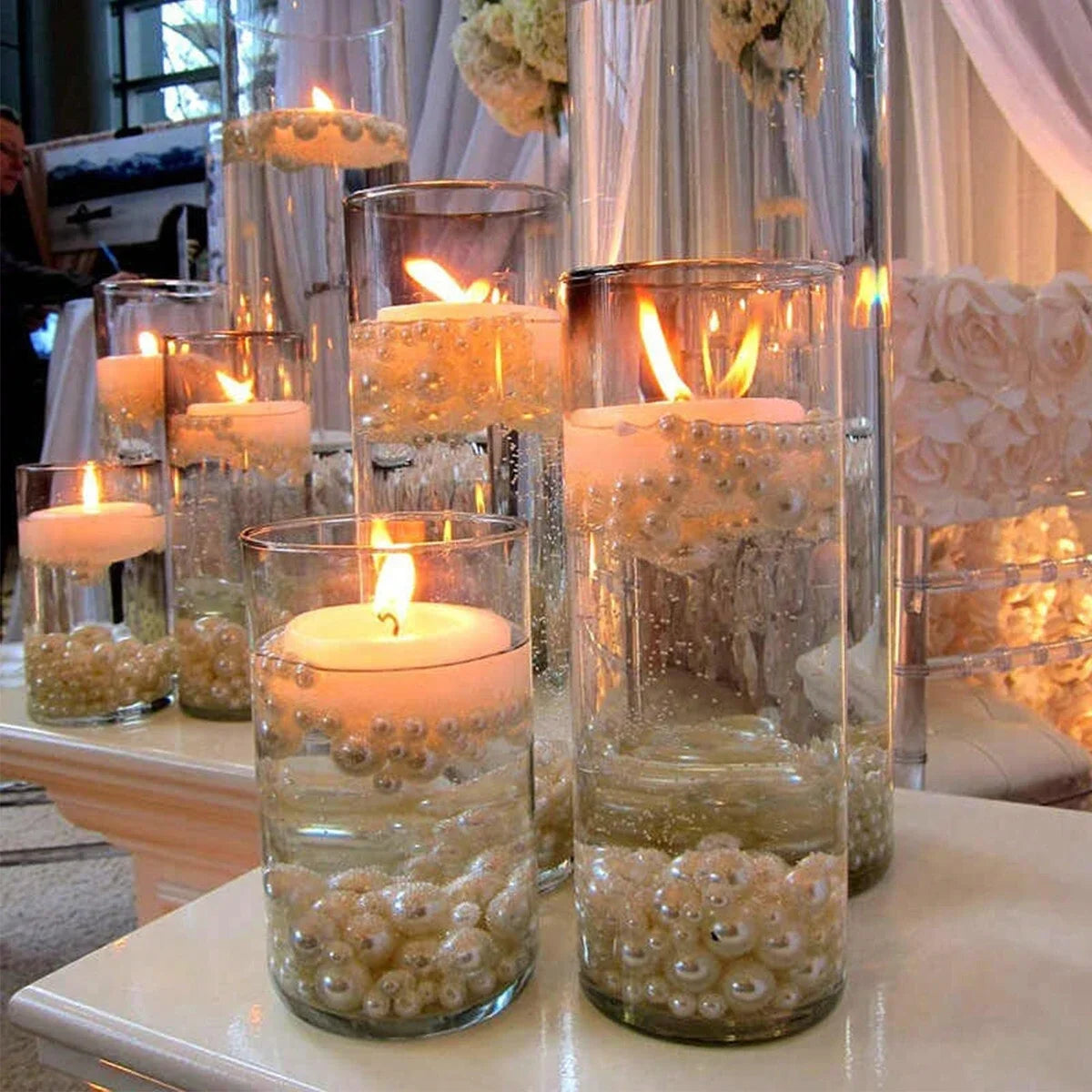 Cylinder Glass Cup Candlestick Wedding Transparent Candle Cup Holder Glass Vase Dining Table Candle Container Art Storage Jar