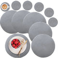 6Pcs Round Table Mat and Cup Coasters Set Woven Ramie Placemats Anti Slip Dining Placemats Non-Slip Tableware Bowl Pads Kitchen
