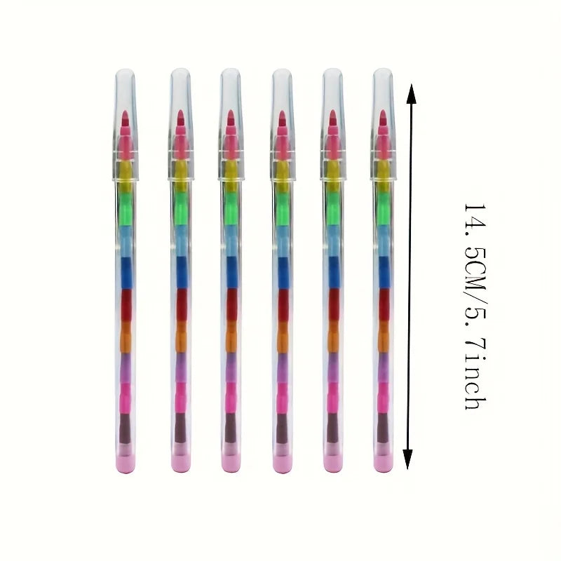 Set di 12 Pastelli Colorati impilabili – Ideali per scuola, ufficio e feste