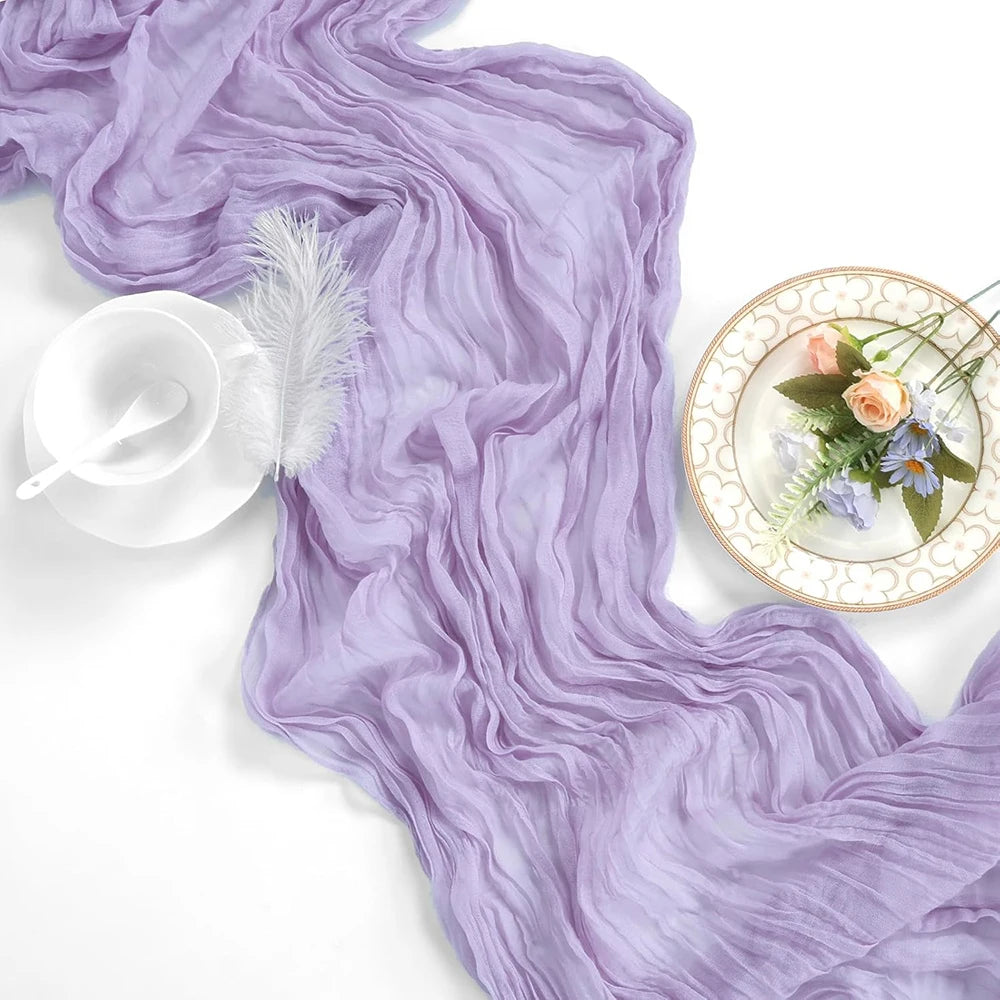 Lilac Purple Lavender Cheesecloth Table Runner Wedding Party Boho Rustic Gauze Table Runner Bridal Shower Birthday Decorations
