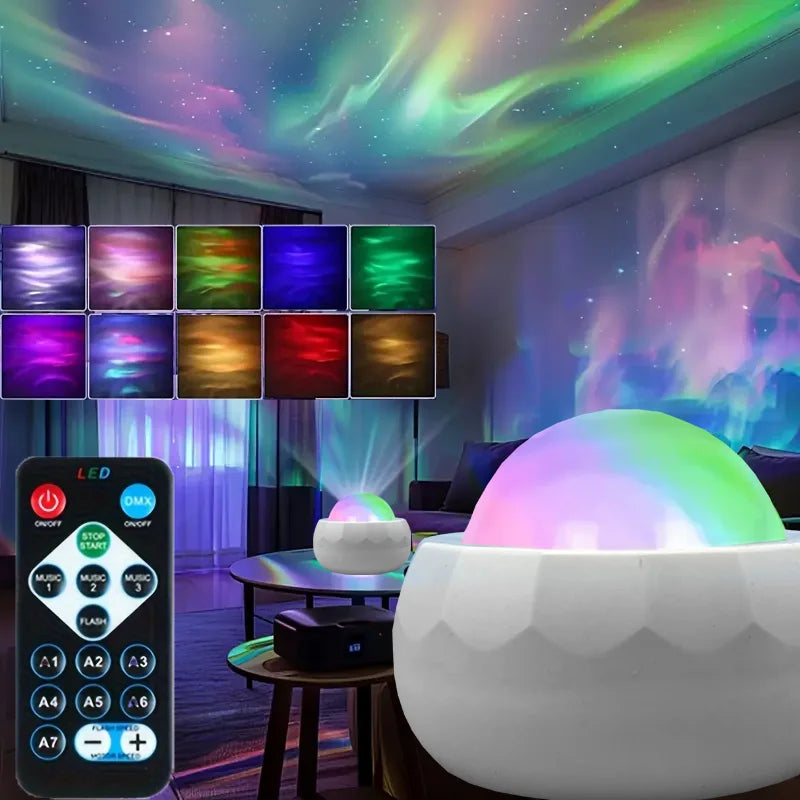 Proiettore LED Aurora – Luce Notturna RGB 7 modalità, telecomando, rotazione…