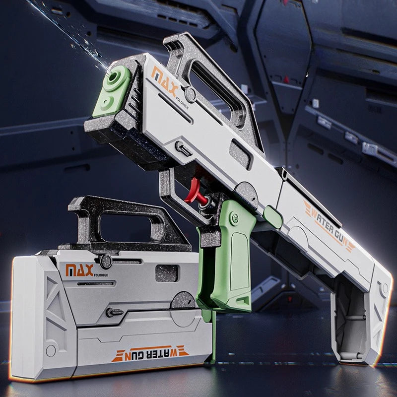 Folding Submachine Water Gun Manual Continuous-Fire Water Toy FMG9 Toy Gun Large Capacity Summer Beach Pool Outdoor Toy