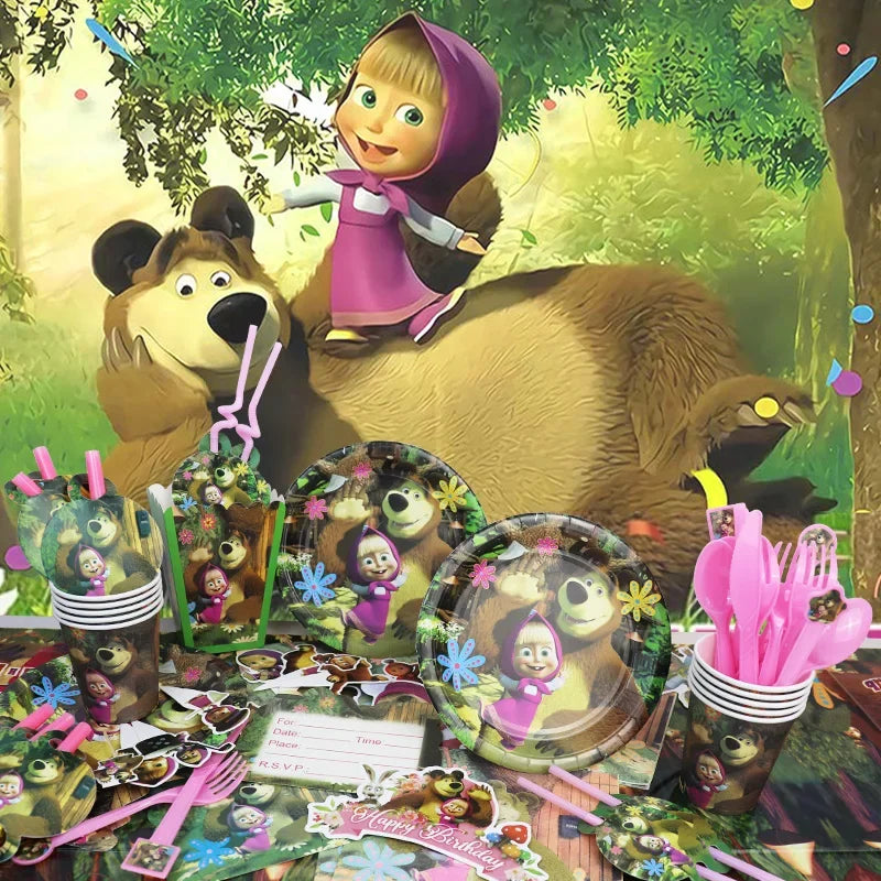 Decorazioni per festa di compleanno Masha e Orso – Palloncini cartoon, set 24…