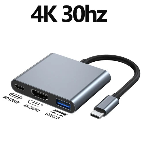 Hub USB‑C 3 in 1 con HDMI 4K 60 Hz, USB 3.0 e Power Delivery 100 W