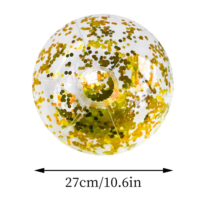 Palla da spiaggia gonfiabile con paillettes - 27 cm, colori vivaci