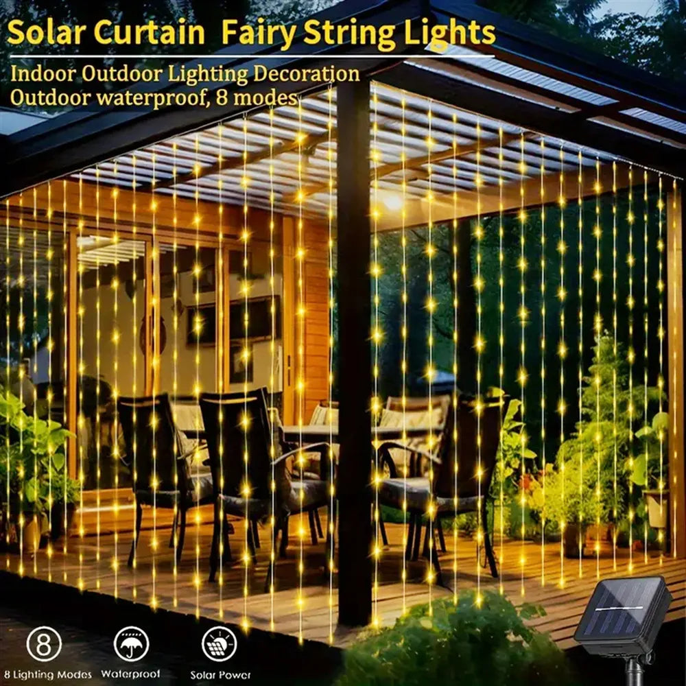 Luce LED solare a tenda con filo di rame – Ideale per giardino, matrimoni e…