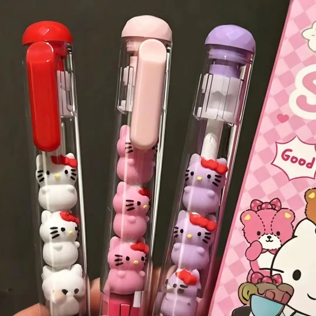 3pcs Stationery Set Sanrio Hello Kitty Gel Pen Set Sanrio 0.5Mm Black Personality Ins Wind Fun Decompression Pen Students Learn