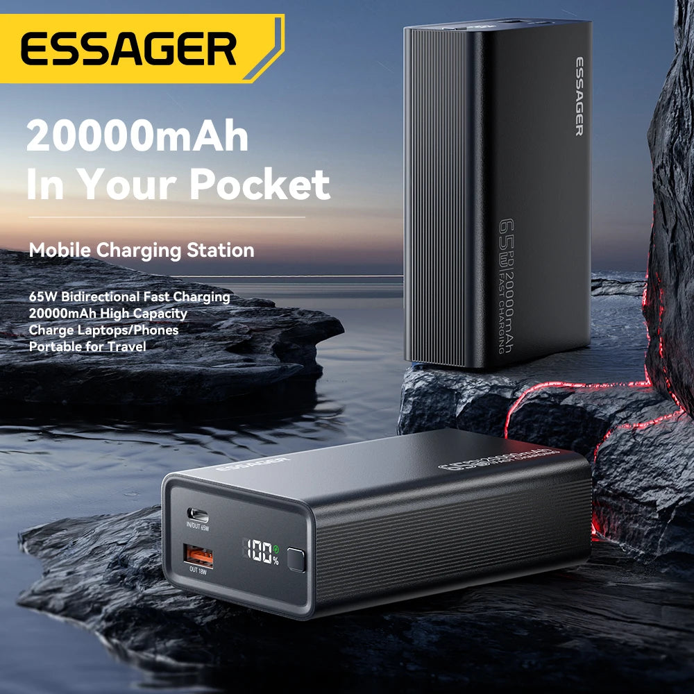 Power Bank 20000mAh 65W Ricarica Rapida PD per PC e Smartphone