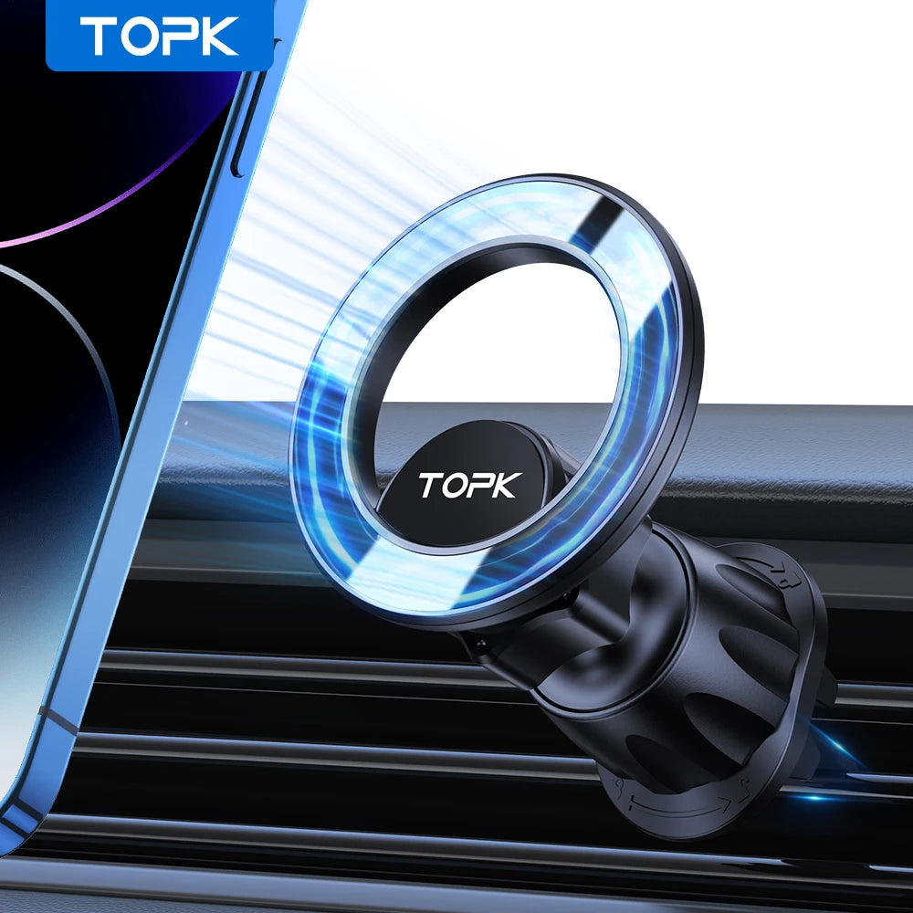 Supporto magnetico per telefono auto con ventosa d'aria, 360°, 20 magneti, nero