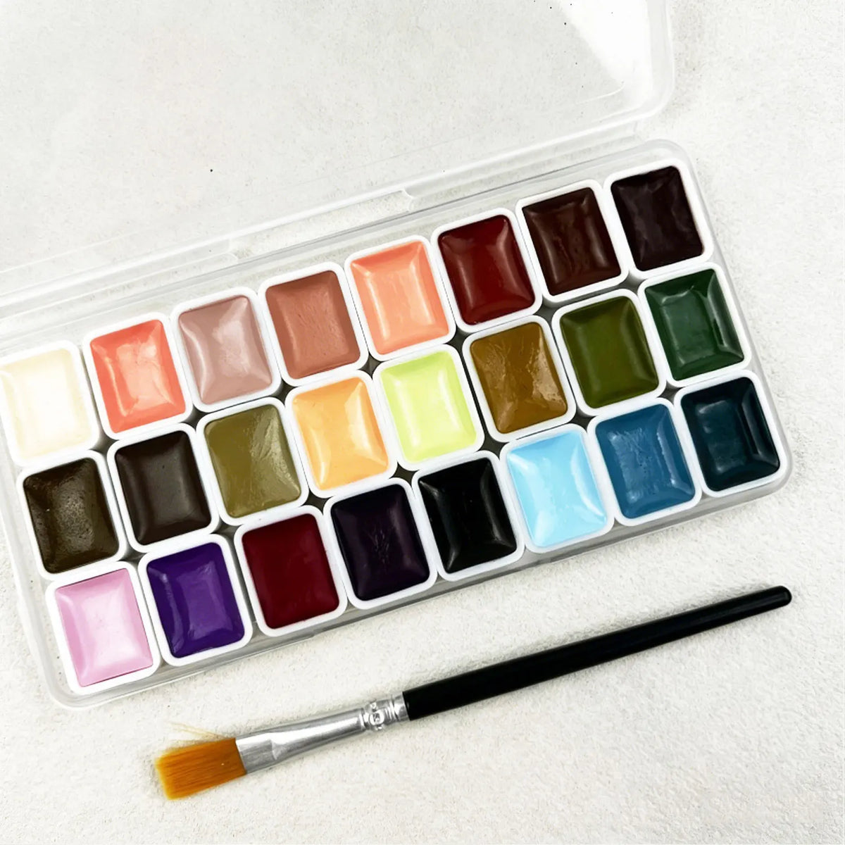 Classic 24 Colors Solid Watercolor Paints Set, Art Essential Palette for Calligraphy Creation, Painting Design, Nail Art and DIY