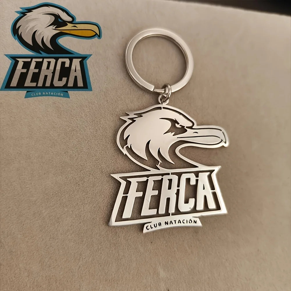 Personalized Custom Men's Stainless Steel Hollow-Out Shaped Keychain with Logo Image Badge Key Ring, High-Quality and Elegant Gift